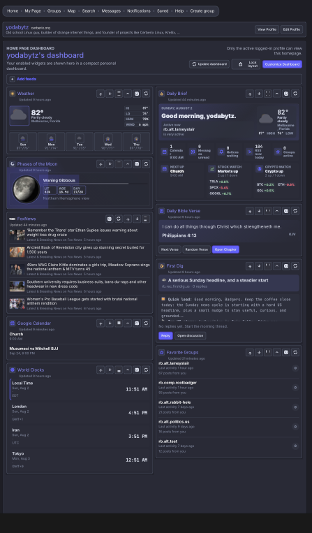 My Dash using the Tusk Theme